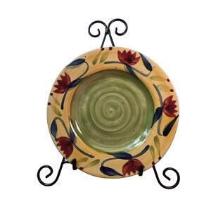 Pier 1 Elizabeth Handpainted Stoneware Plate 8.5" Floral Dishwasher Safe